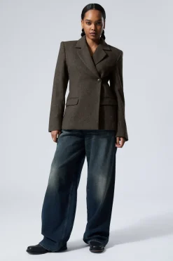 BLAZER AUS EINER WOLLMISCHUNG MIT FISCHGRÄTMUSTER|Weekday Best