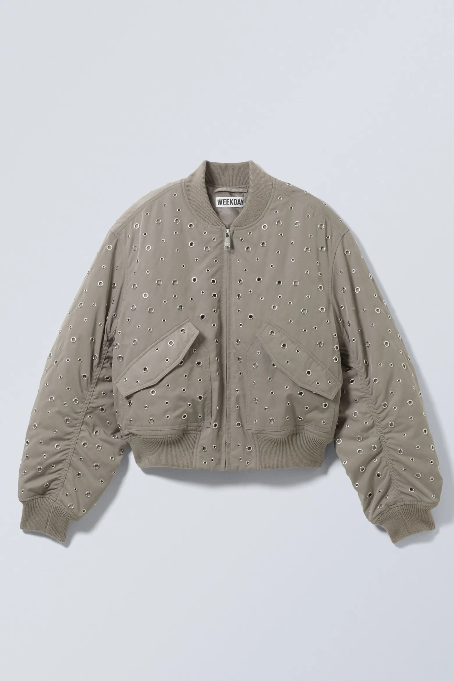 CROPPED EYELET BOMBER JACKET|Weekday Discount