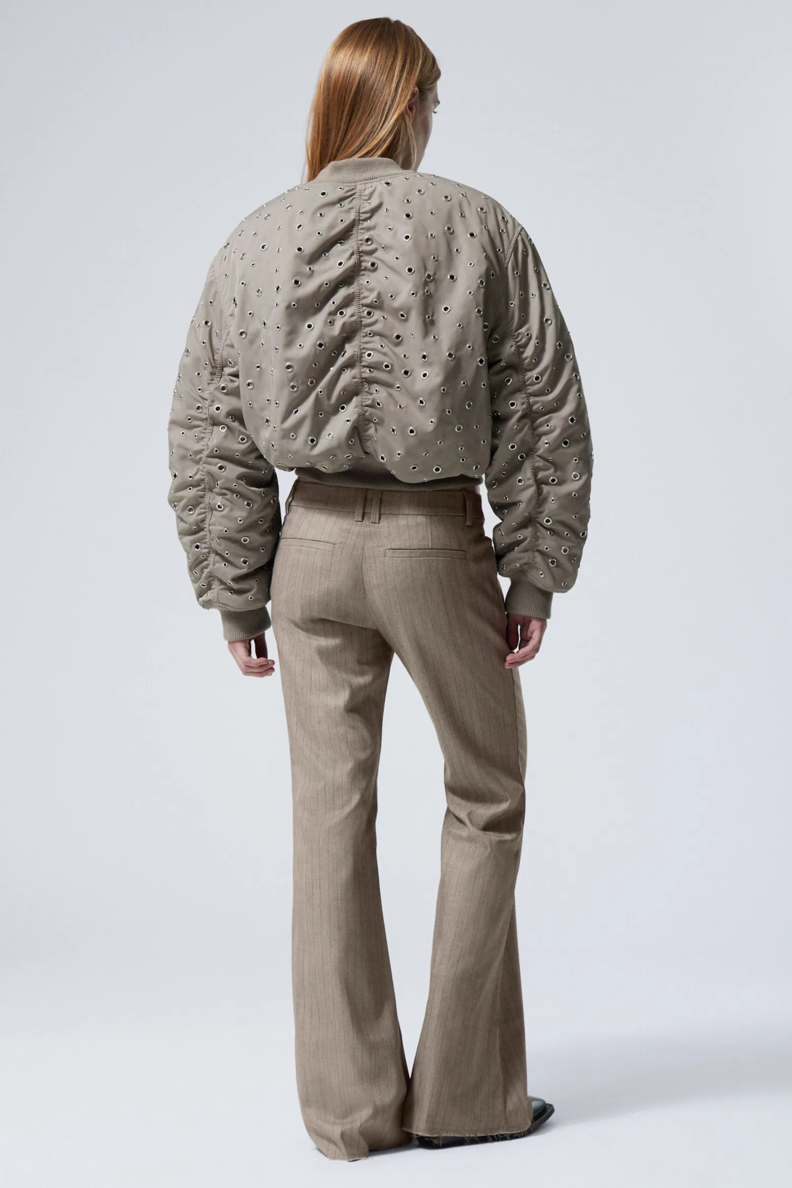 CROPPED EYELET BOMBER JACKET|Weekday Discount