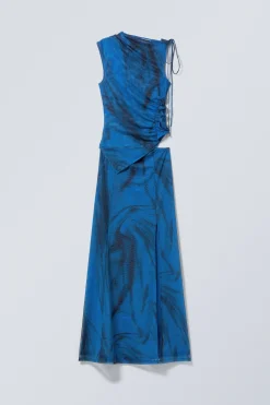 DRAPIERTES ASYMMETRISCHES MAXIKLEID MIT SCHNÜRUNG|Weekday Cheap