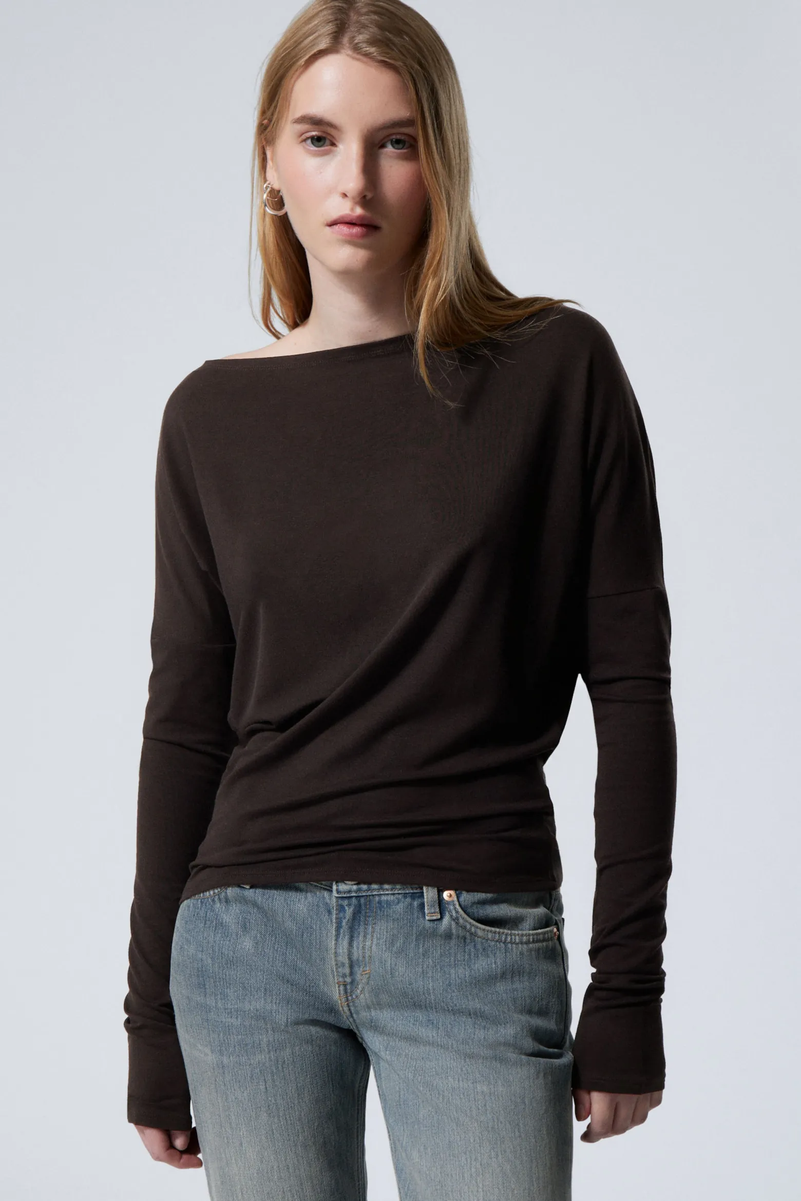 DRAPIERTES LANGÄRMELIGES LYOCELL-TOP|Weekday Fashion