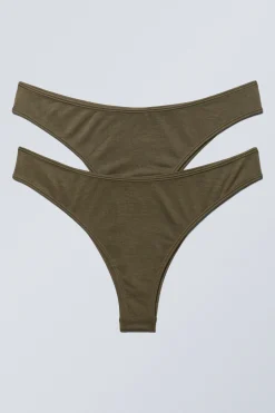 2ER-PACK GEWAGTE BRAZILIAN-SLIPS AUS MODAL|Weekday Outlet