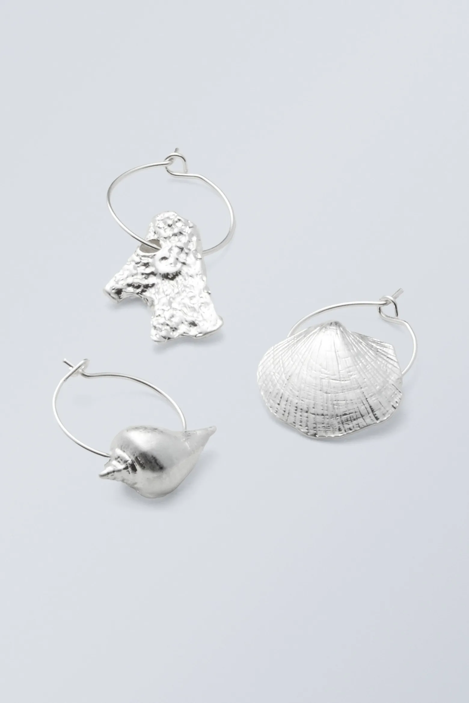 3ER-PACK HOOP-MUSCHELOHRRINGE|Weekday Online