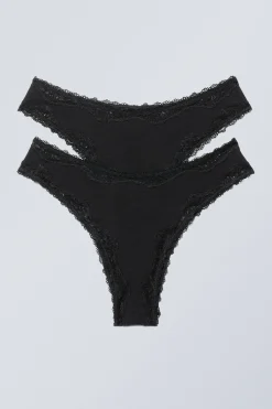 2ER-PACK SLIPS AUS SPITZE|Weekday Fashion