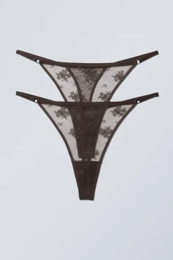2ER-PACK TANGA-STRINGS AUS SPITZE|Weekday Online