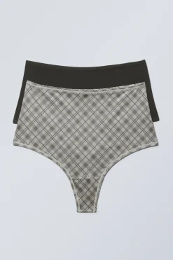 2ER-PACK WEICHE HIGH-WAIST-TANGAS|Weekday Cheap