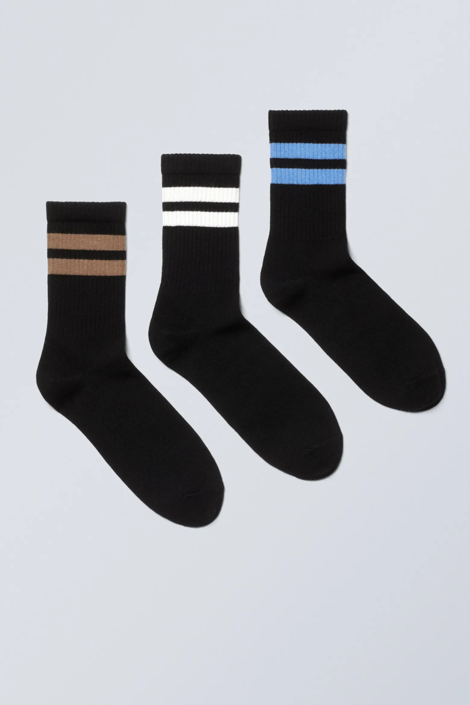GESTREIFTE SPORTSOCKEN 3ER-PACK|Weekday Best Sale