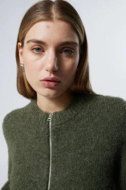 GESTRICKTER ZIP-CARDIGAN MIT SCHMALER PASSFORM|Weekday New