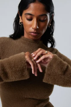 HAARIGER PULLOVER MIT STEHKRAGEN|Weekday Clearance
