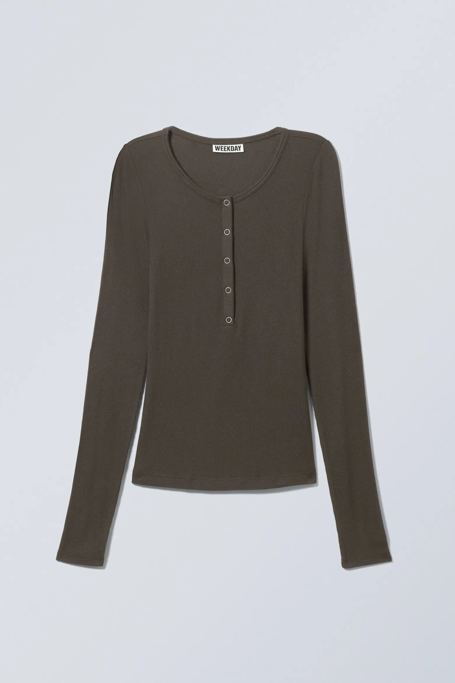 HAUCHDÜNNES, GERIPPTES HENLEY-LONGSLEEVE|Weekday Flash Sale
