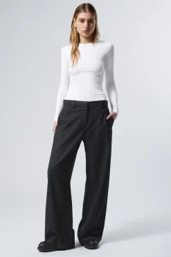 KARIERTE, WEITE ANZUGHOSE MIT NIEDRIGEM BUND|Weekday Shop