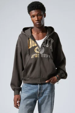 KASTIGER HOODIE MIT REISSVERSCHLUSS UND PRINT|Weekday Online