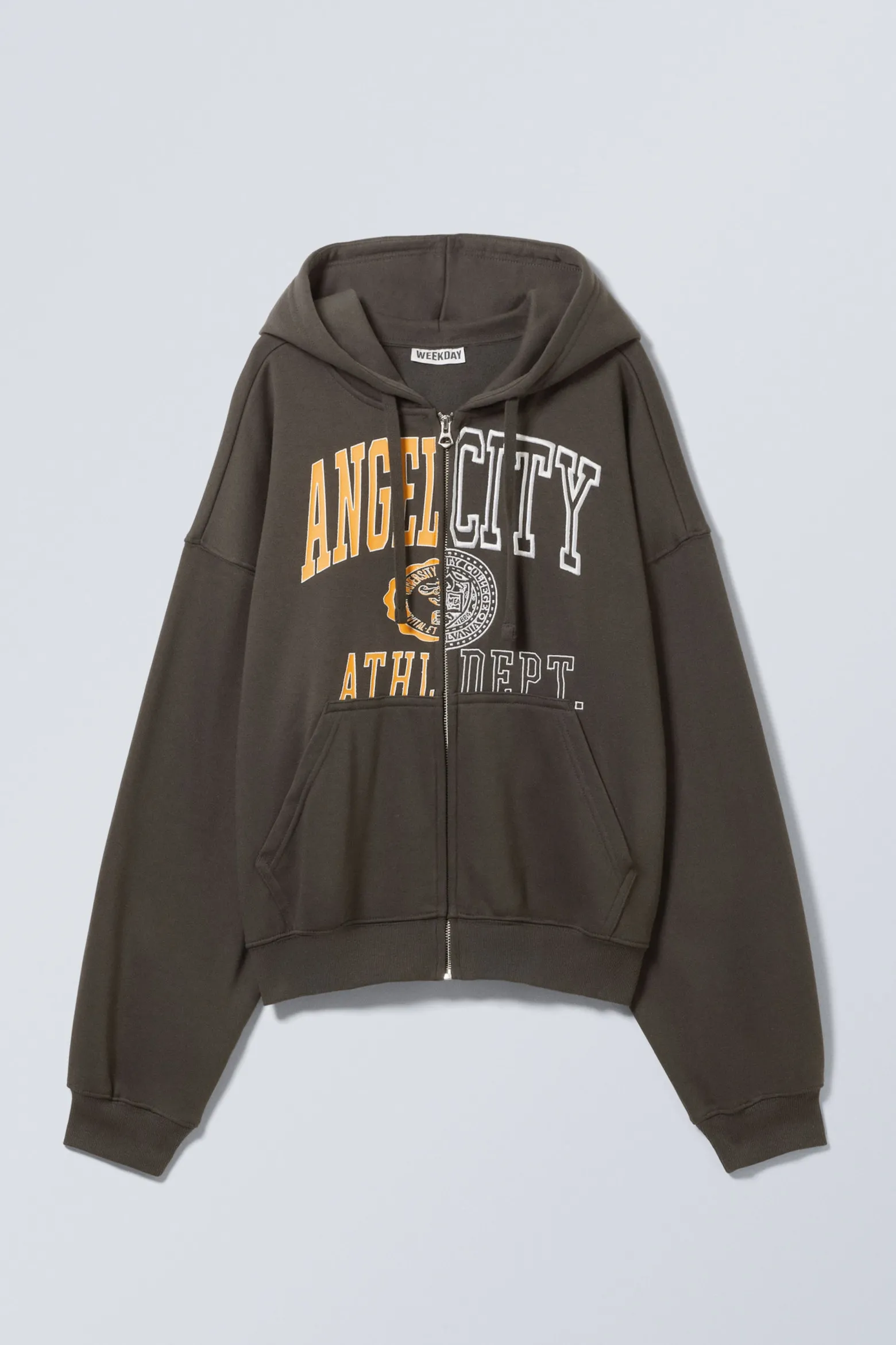 KASTIGER HOODIE MIT REISSVERSCHLUSS UND PRINT|Weekday Online