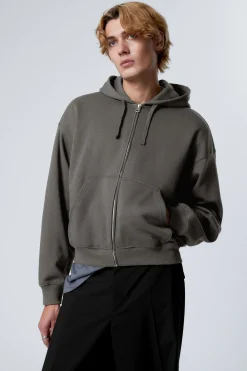 KASTIGER, MITTELSCHWERER HOODIE MIT REISSVERSCHLUSS|Weekday Cheap