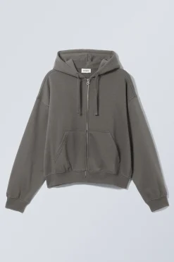 KASTIGER, MITTELSCHWERER HOODIE MIT REISSVERSCHLUSS|Weekday Cheap