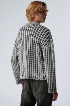 KASTIGER POLOPULLOVER AUS ZOPFSTRICK|Weekday Best Sale