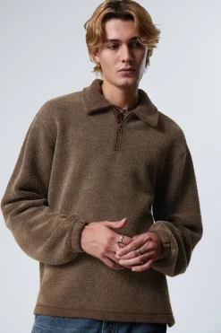 KASTIGES HALBZIP-SWEATSHIRT AUS FLEECE|Weekday New