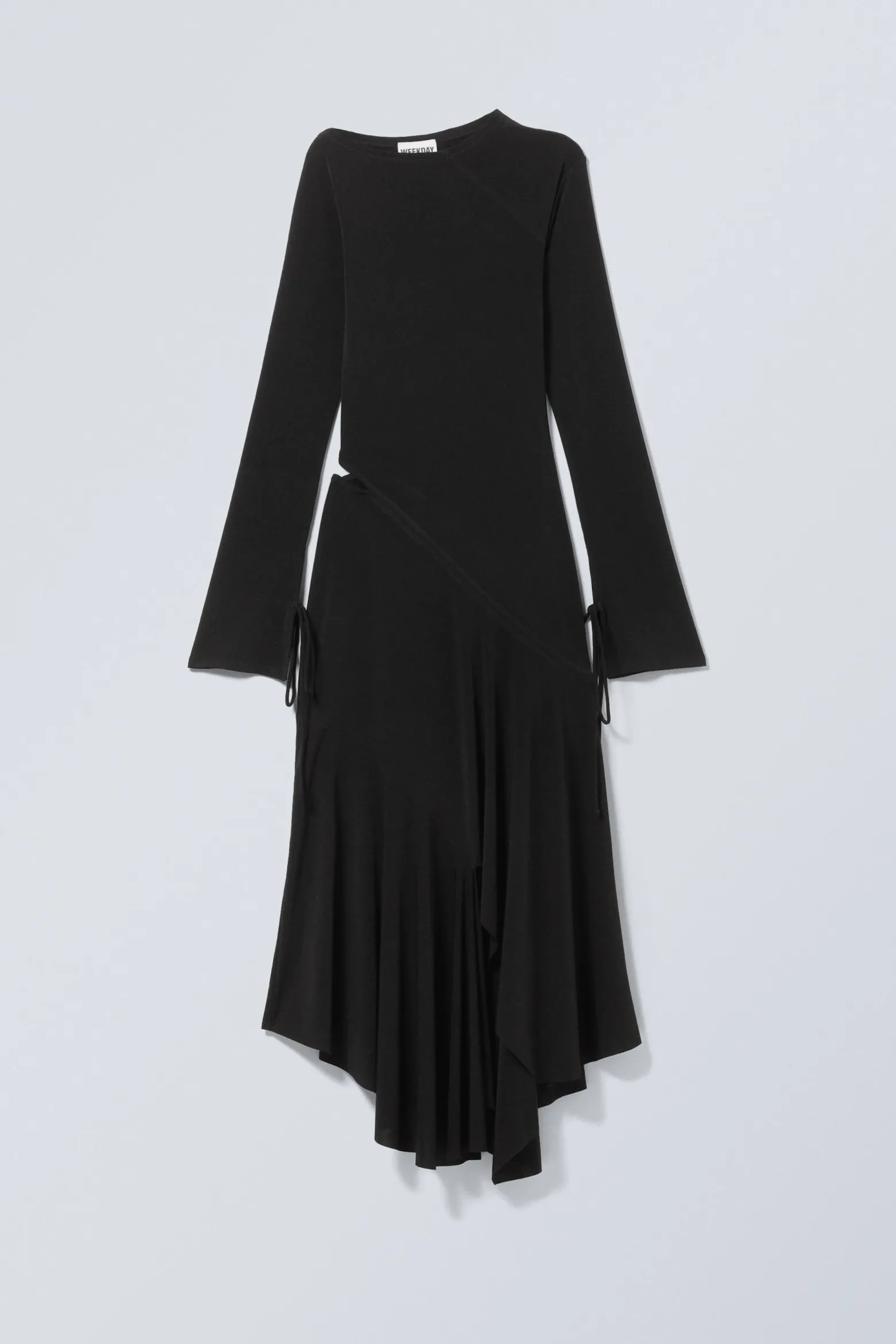 LANGÄRMELIGES, ASYMMETRISCHES DRAPÉ-KLEID|Weekday Store