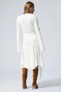 LANGÄRMELIGES ASYMMETRISCHES MIDIKLEID|Weekday Shop