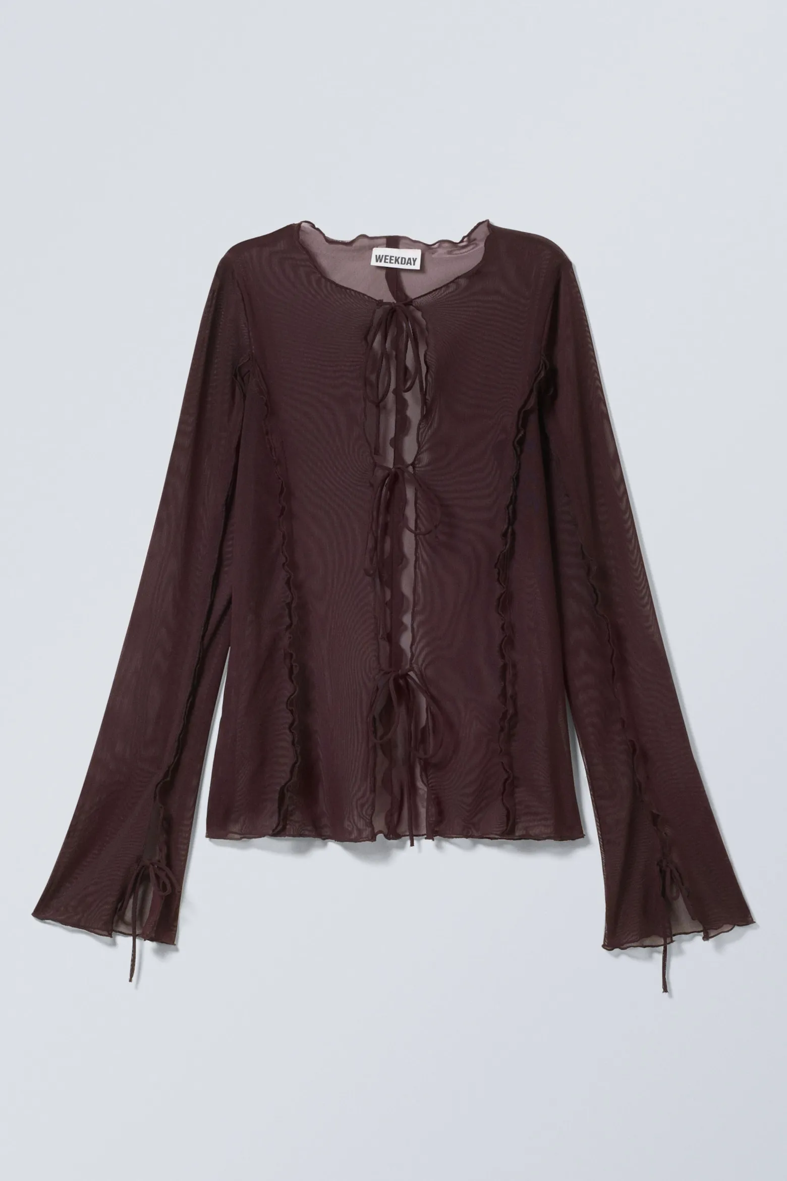 LANGÄRMELIGES MESH-TOP MIT BINDEVERSCHLUSS|Weekday Outlet