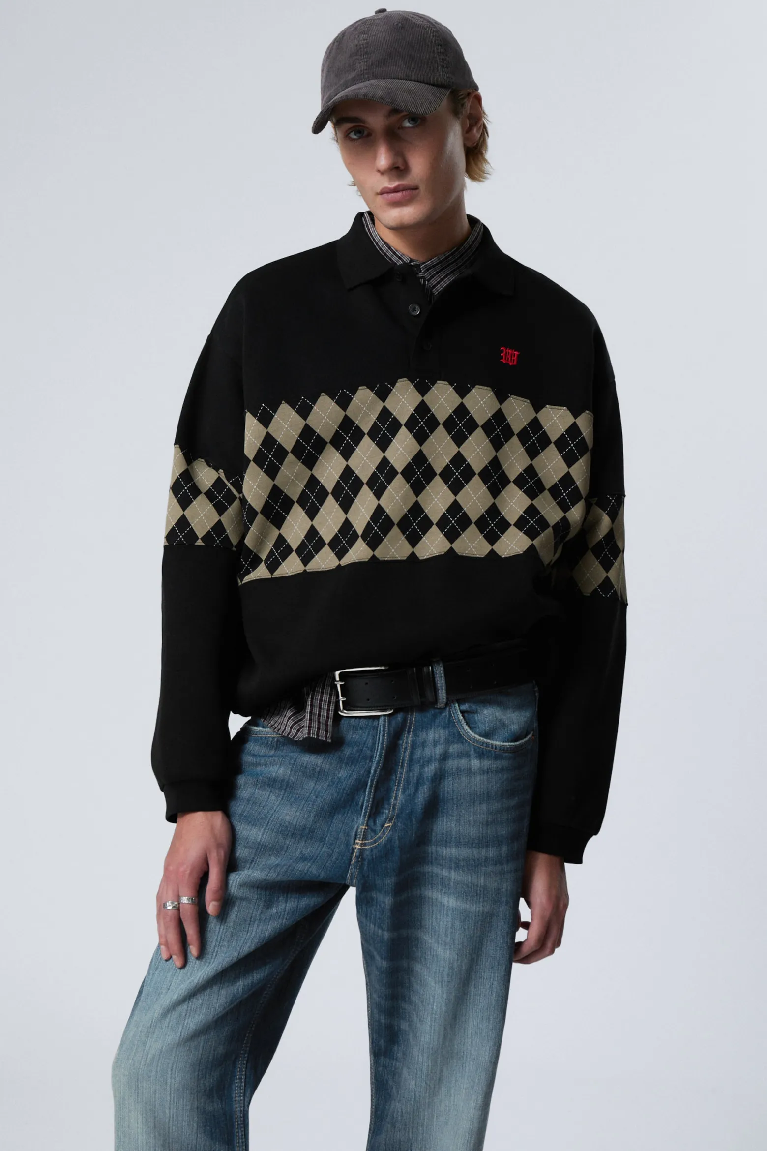 LOCKER GESCHNITTENES GRAPHIC POLO-SWEATSHIRT|Weekday Best Sale