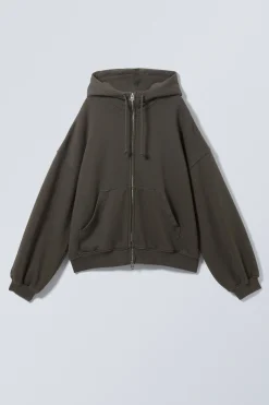 LÄSSIGER HEAVYWEIGHT-HOODIE MIT REISSVERSCHLUSS|Weekday Hot