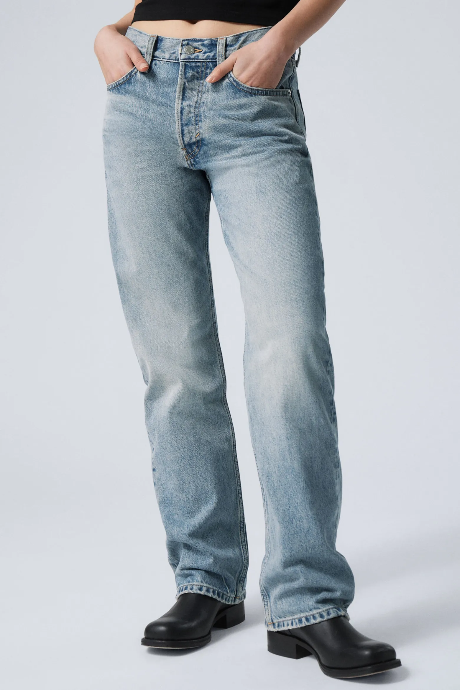 ORBIT MID WAIST REGULAR STRAIGHT LEG JEANS|Weekday Fashion