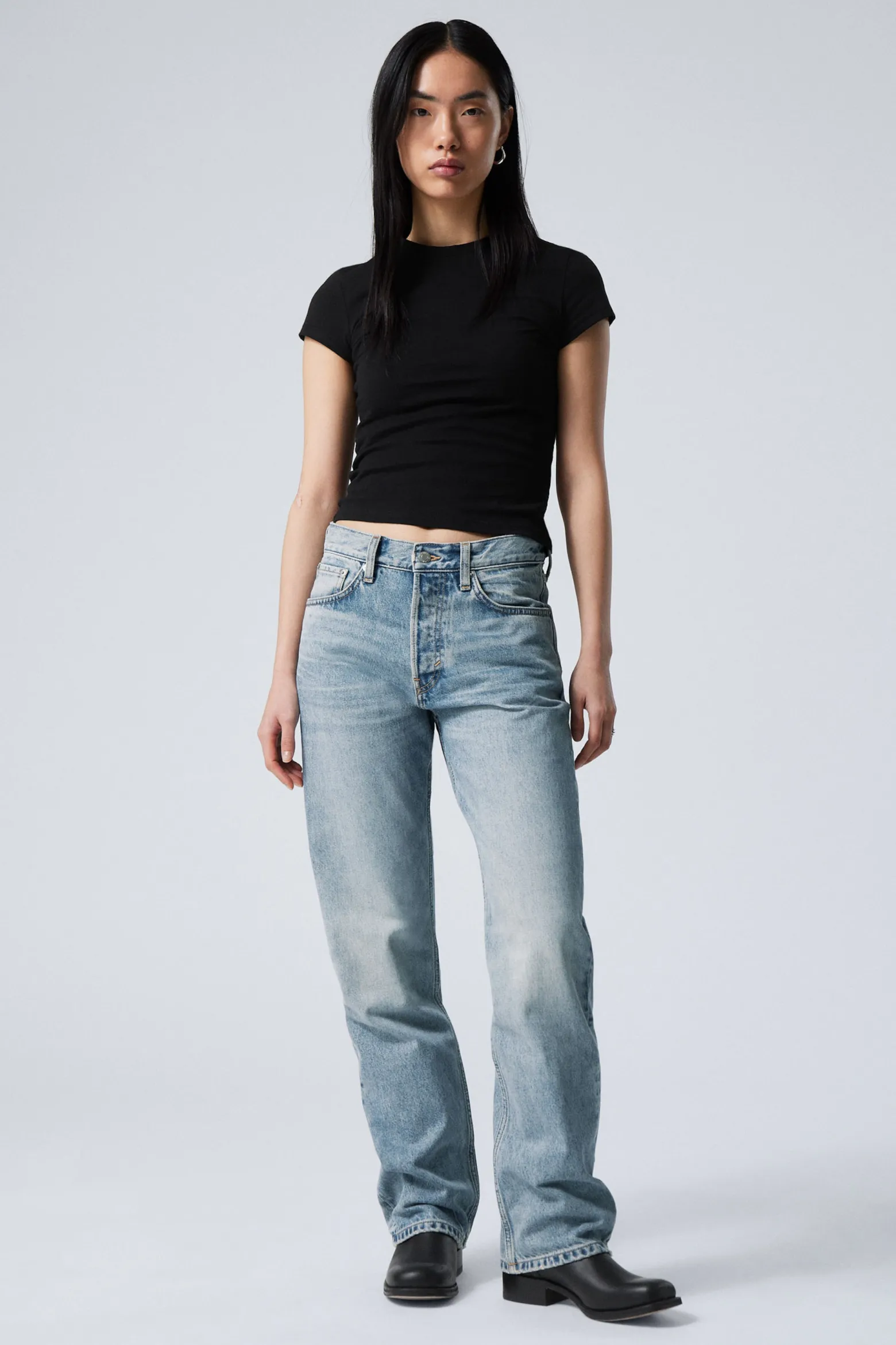 ORBIT MID WAIST REGULAR STRAIGHT LEG JEANS|Weekday Fashion