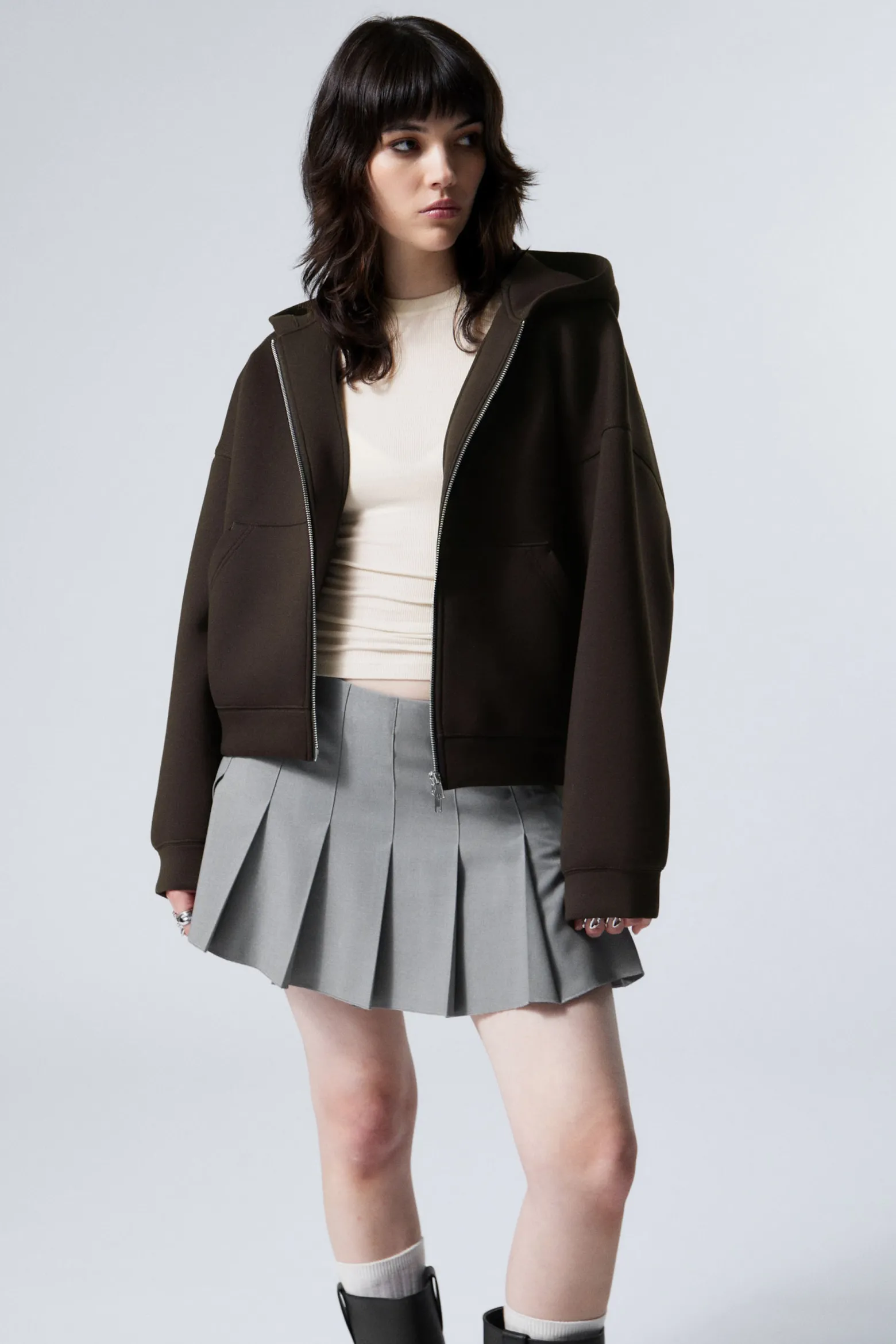 OVERSIZED SCUBA-ZIP-HOODIE|Weekday Shop