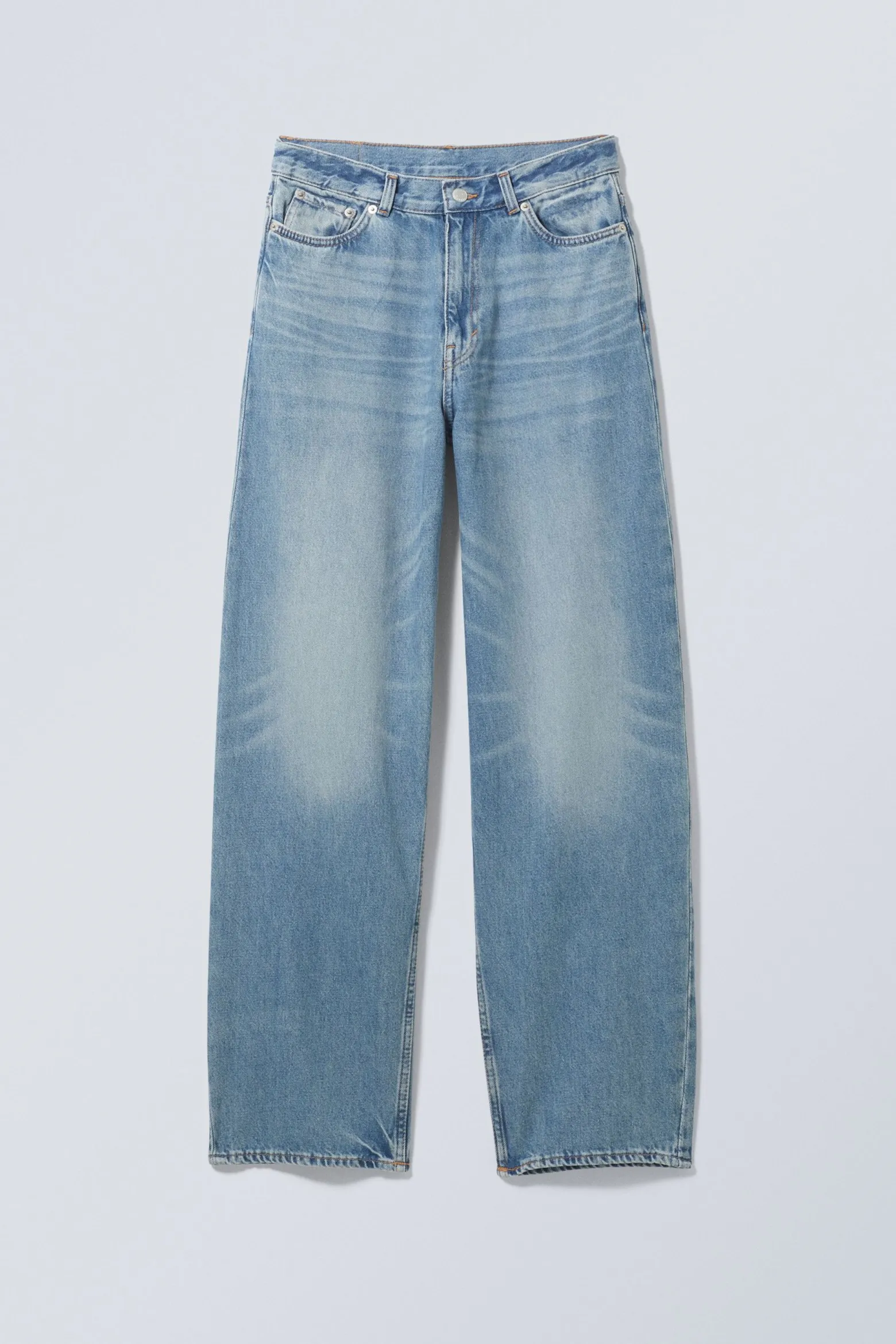 RAIL MID WAIST LOOSE WIDE LEG JEANS|Weekday Cheap