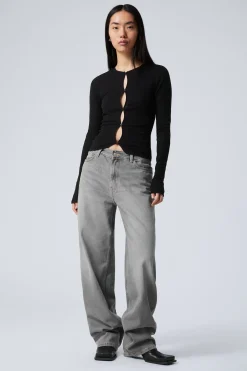 RAIL MID WAIST LOOSE WIDE LEG JEANS|Weekday Store