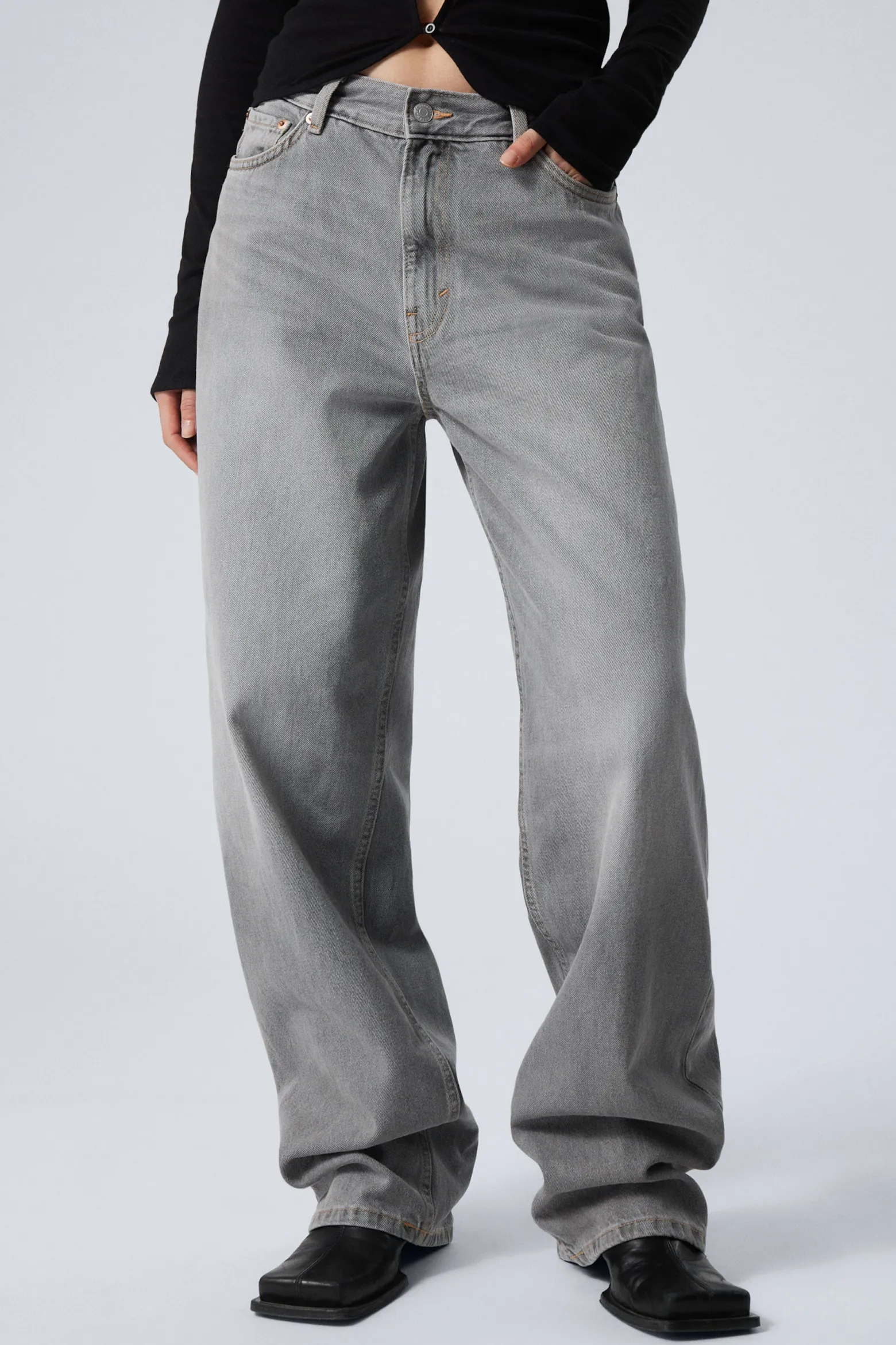 RAIL MID WAIST LOOSE WIDE LEG JEANS|Weekday Store