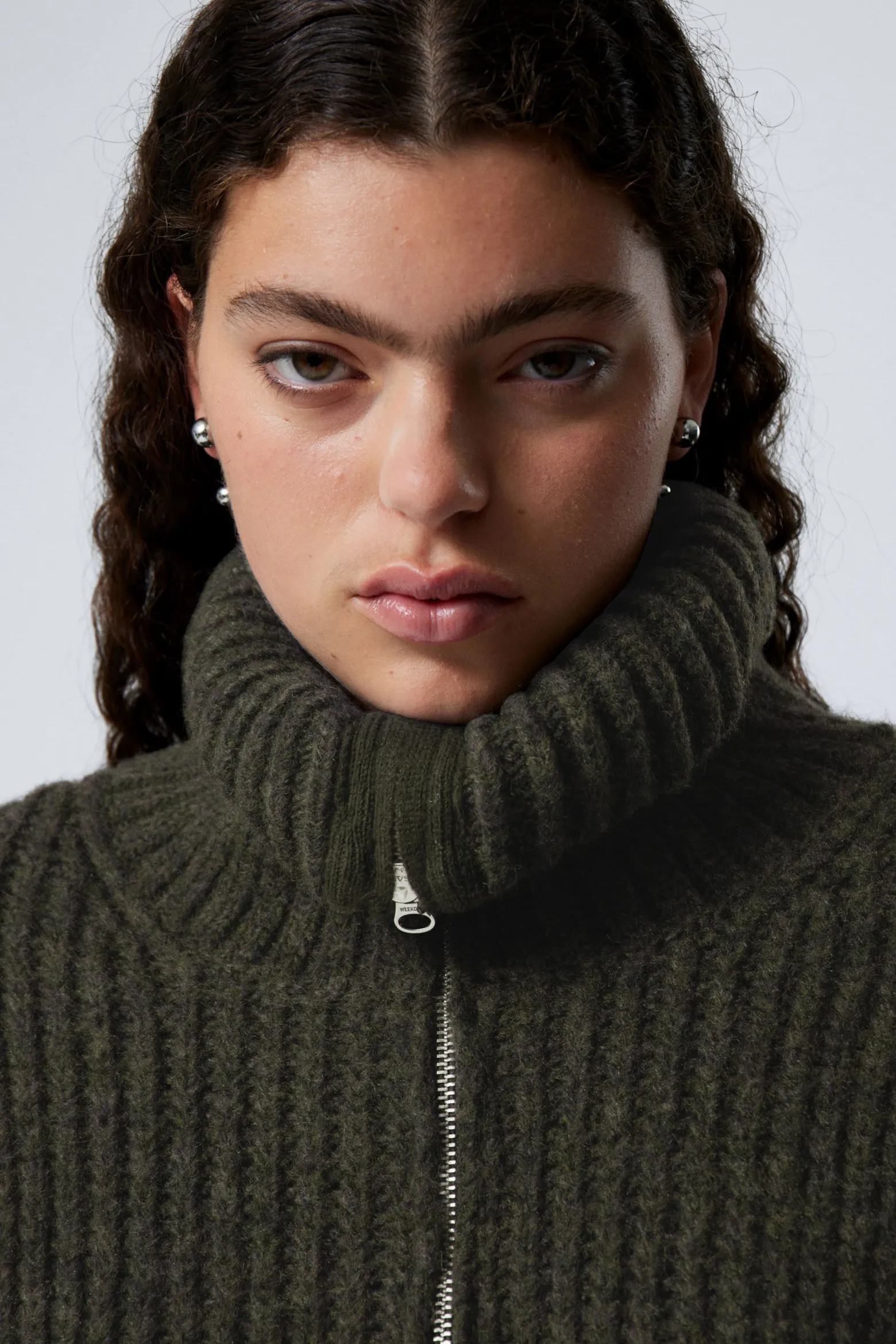 RIPPSTRICK-PULLOVER MIT STEHKRAGEN UND HALF-ZIP|Weekday Flash Sale