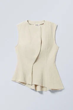 ÄRMELLOSES ASYMMETRISCHES SCHÖSSCHEN-TOP|Weekday Discount