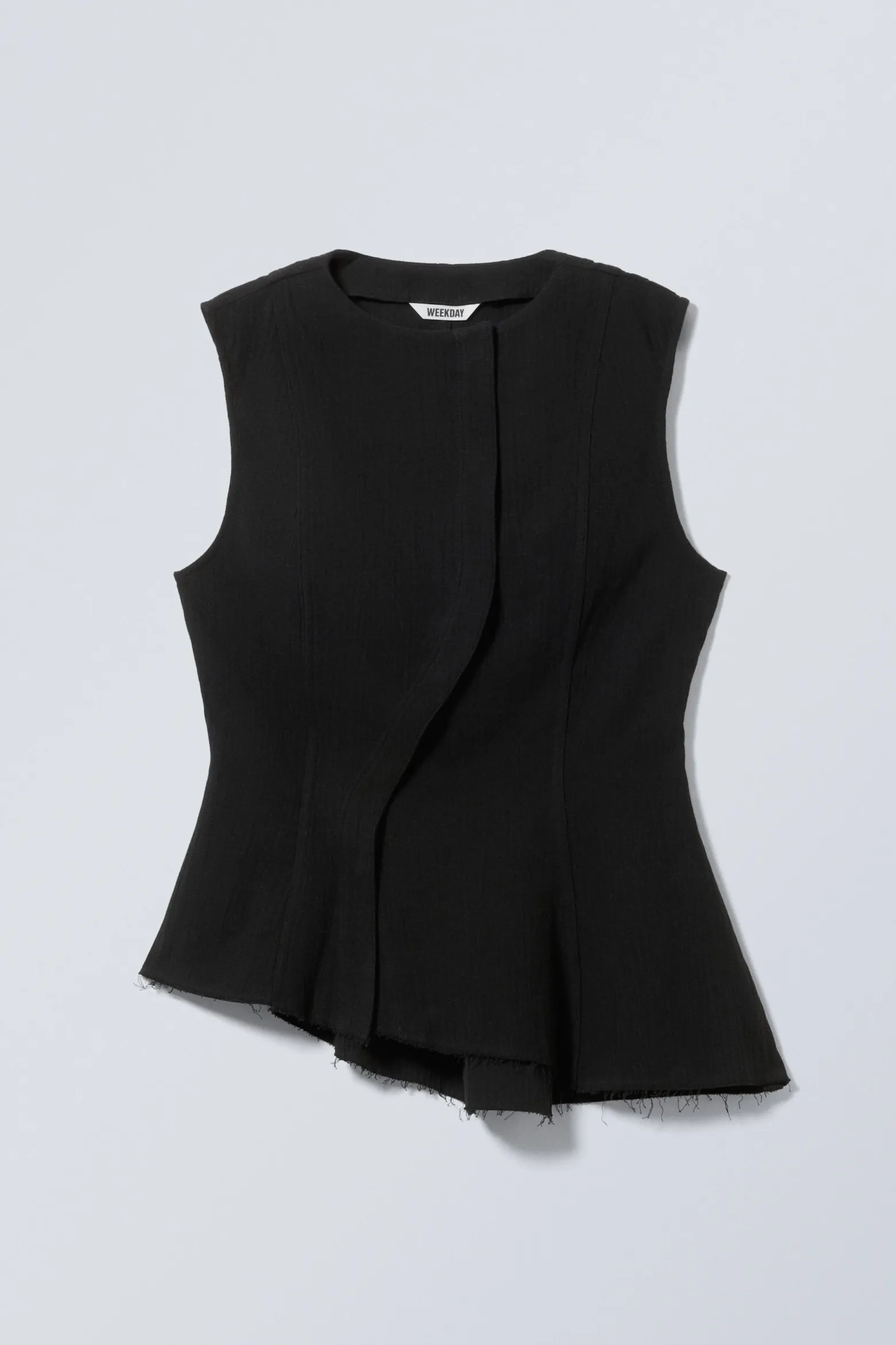 ÄRMELLOSES ASYMMETRISCHES SCHÖSSCHEN-TOP|Weekday Flash Sale