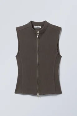 ÄRMELLOSES, GERIPPTES ZIP-TOP|Weekday Cheap