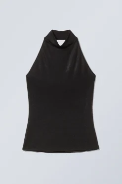 ÄRMELLOSES, GLÄNZENDES NECKHOLDER-TOP|Weekday Online
