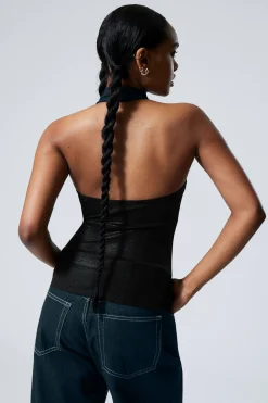 ÄRMELLOSES, GLÄNZENDES NECKHOLDER-TOP|Weekday Online