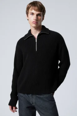 ROLLKRAGENPULLOVER AUS WOLLMISCHUNG MIT HALF-ZIP|Weekday Fashion