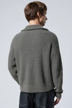 ROLLKRAGENPULLOVER AUS WOLLMISCHUNG MIT HALF-ZIP|Weekday Outlet