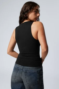 SCHMAL GESCHNITTENES, ÄRMELLOSES ZIP-TOP|Weekday Fashion