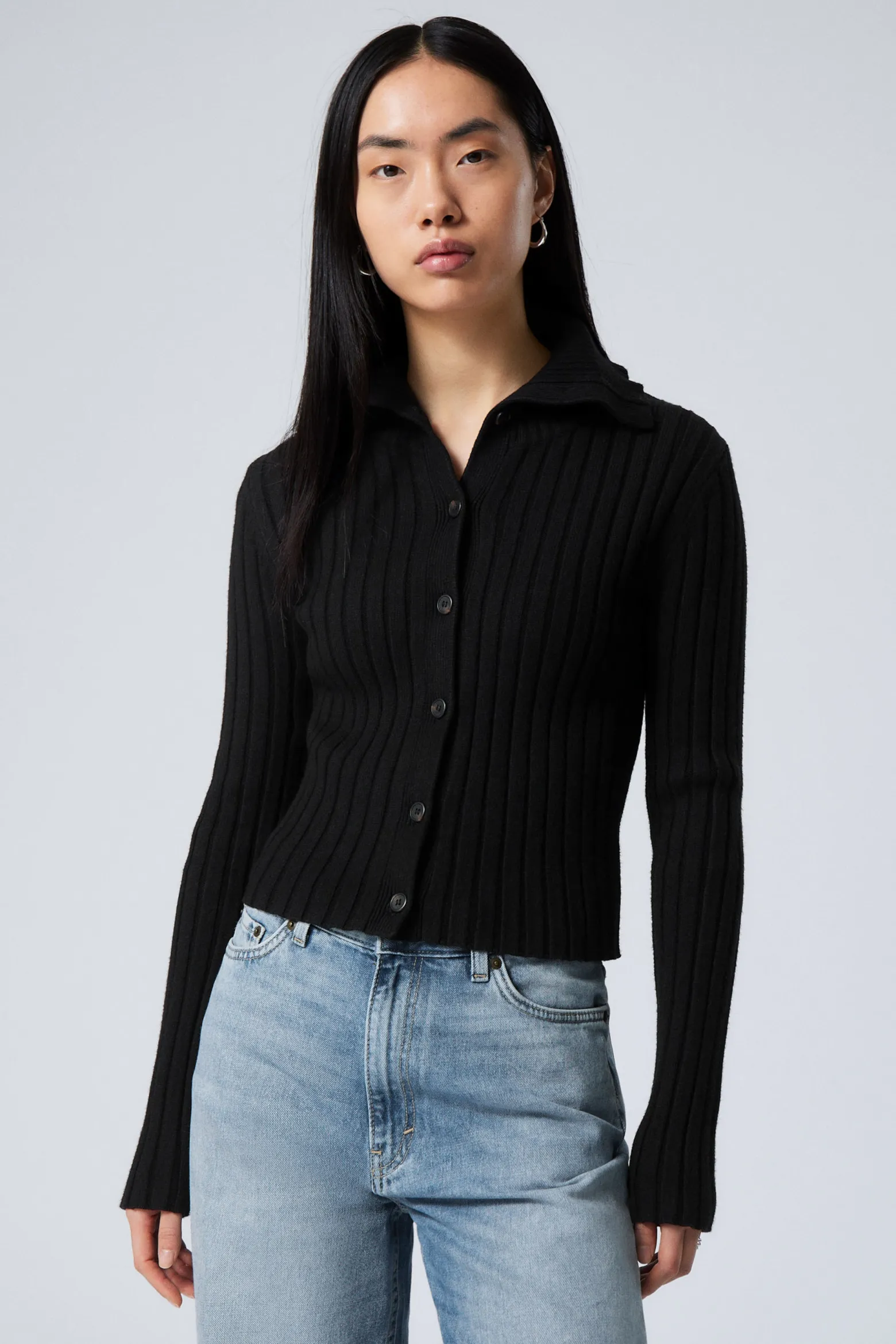 SCHMALER STRICK-CARDIGAN MIT ROLLKRAGEN|Weekday Best Sale