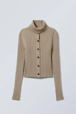 SCHMALER STRICK-CARDIGAN MIT ROLLKRAGEN|Weekday Best Sale