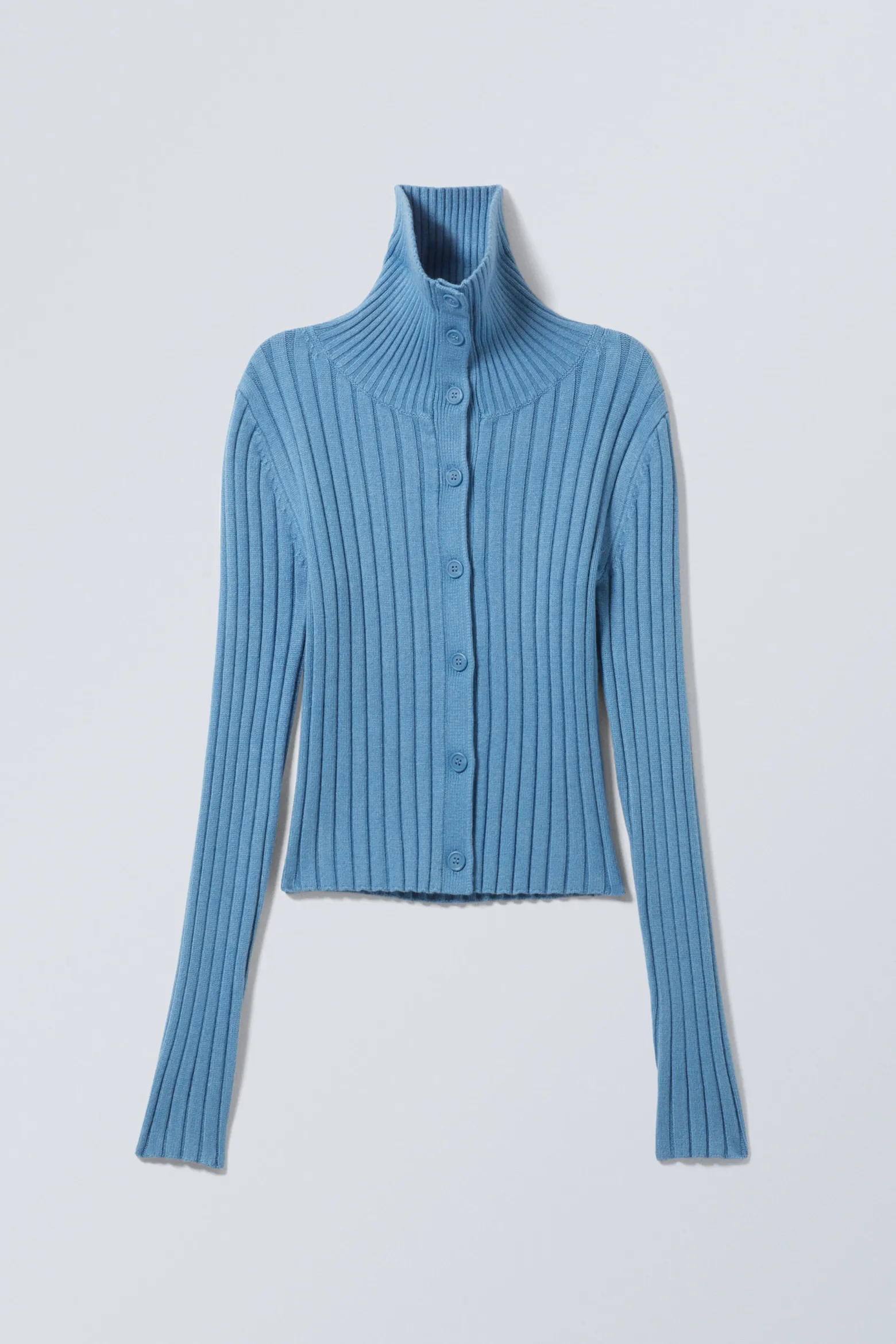 SCHMALER STRICK-CARDIGAN MIT ROLLKRAGEN|Weekday New