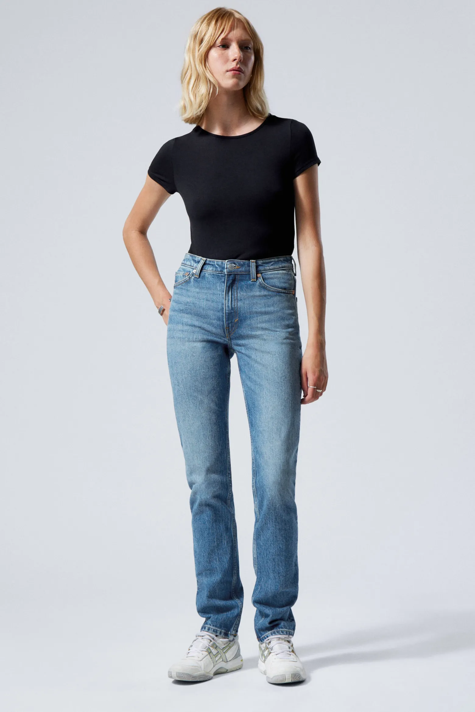 SMOOTH HIGH WAISTED SLIM LEG JEANS|Weekday New