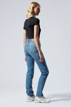 SMOOTH HIGH WAISTED SLIM LEG JEANS|Weekday New