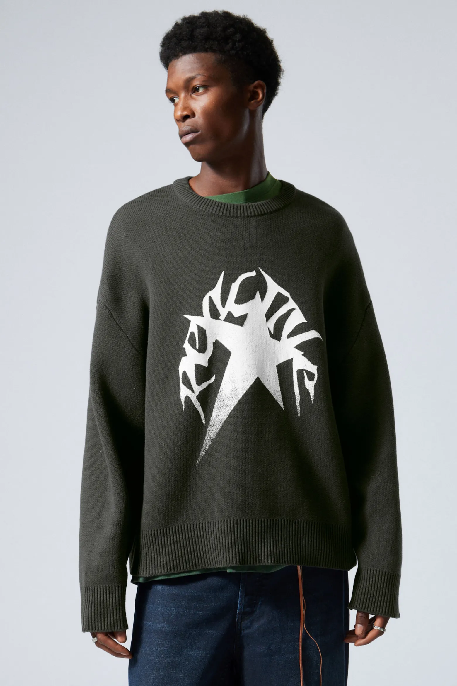 STRICKPULLOVER MIT PRINT CYPHER|Weekday Best Sale