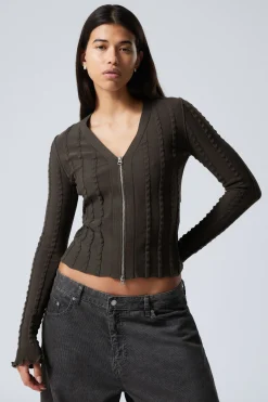 STRUKTURIERTER ZIP-CARDIGAN|Weekday Outlet