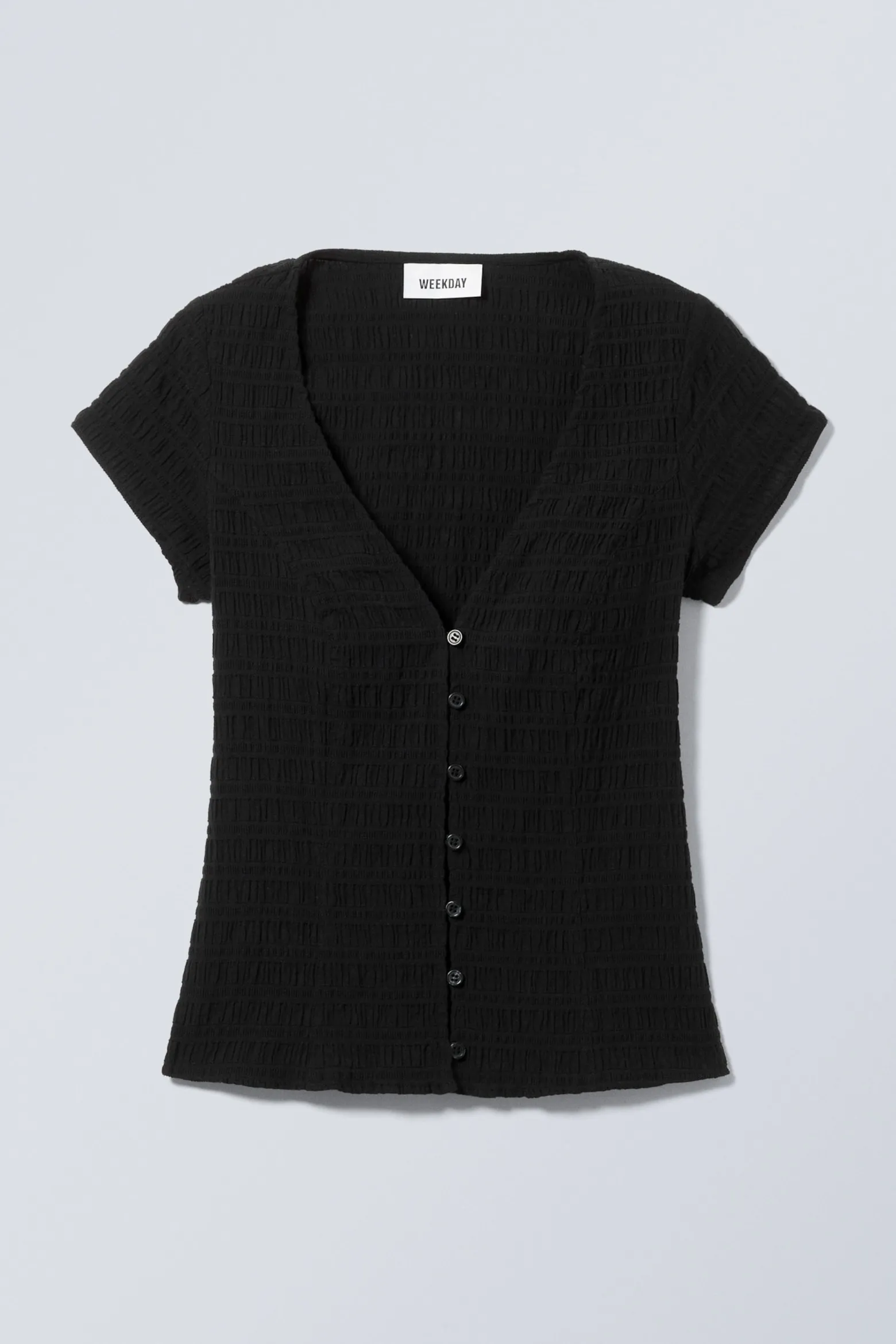 STRUKTURIERTES KURZÄRMELIGES BAUMWOLL-TOP|Weekday Best Sale