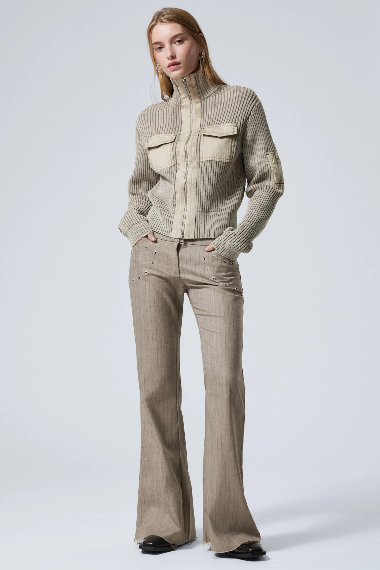 VERWASCHENER RIPPSTRICK-CARDIGAN MIT ZIPPER|Weekday Clearance